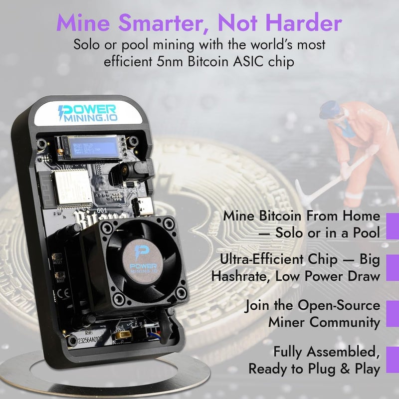 POWER MINING بيتكس غاما 602 جهاز تعدين بيتكوين ASIC | 1.1 TH/s @ 18W | شريحة BM1370 (أنت مينر S21 برو) | واي فاي | USB-C | AxeOS | مفتوح المصدر | صنع في أوروبا | يشمل مزود الطاقة والحامل - Image 4